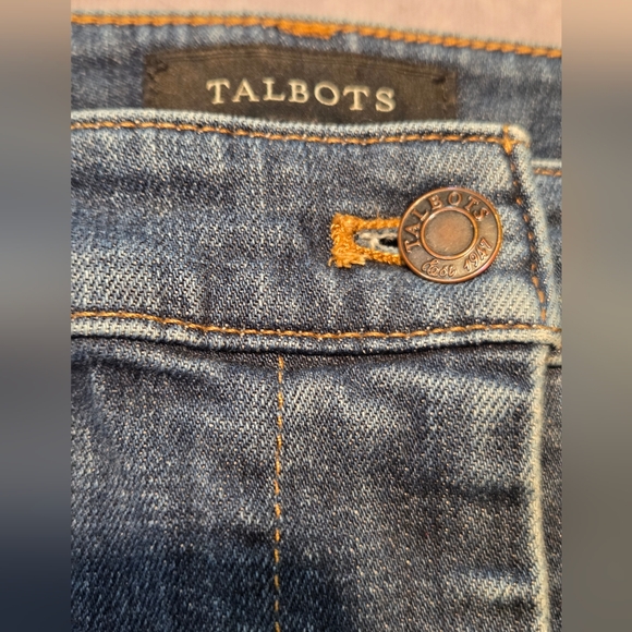 Talbots Denim Pencil Skirt Womens 8  Classic Y2K Preppy Blue Faux Pockets Cotton - Picture 3 of 7